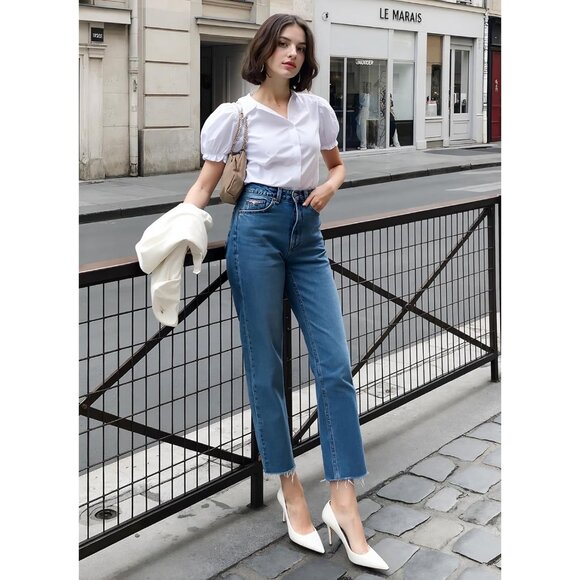 Women White Pointed Toe Slip-on Closed Toe 3 Inch Stiletto Pumps High Heels - Picture 3 of 8